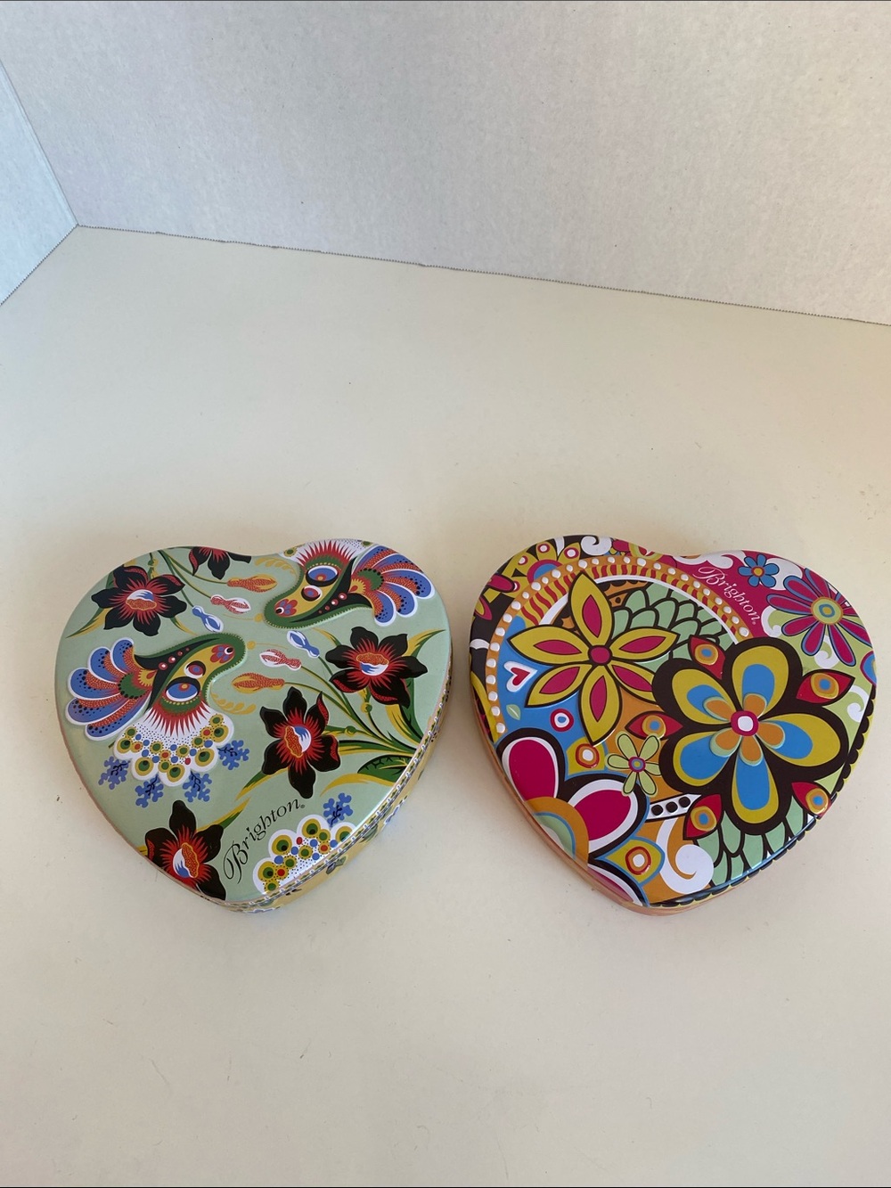 Brighton Heart Jewelry Tin Set of 2 Multicolor Floral